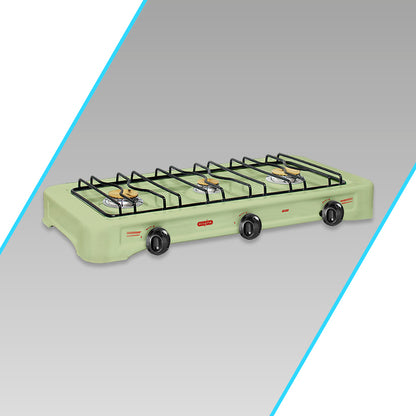 Cocineta A Gas Ecoline verde Bari III ST 3 Quemadores