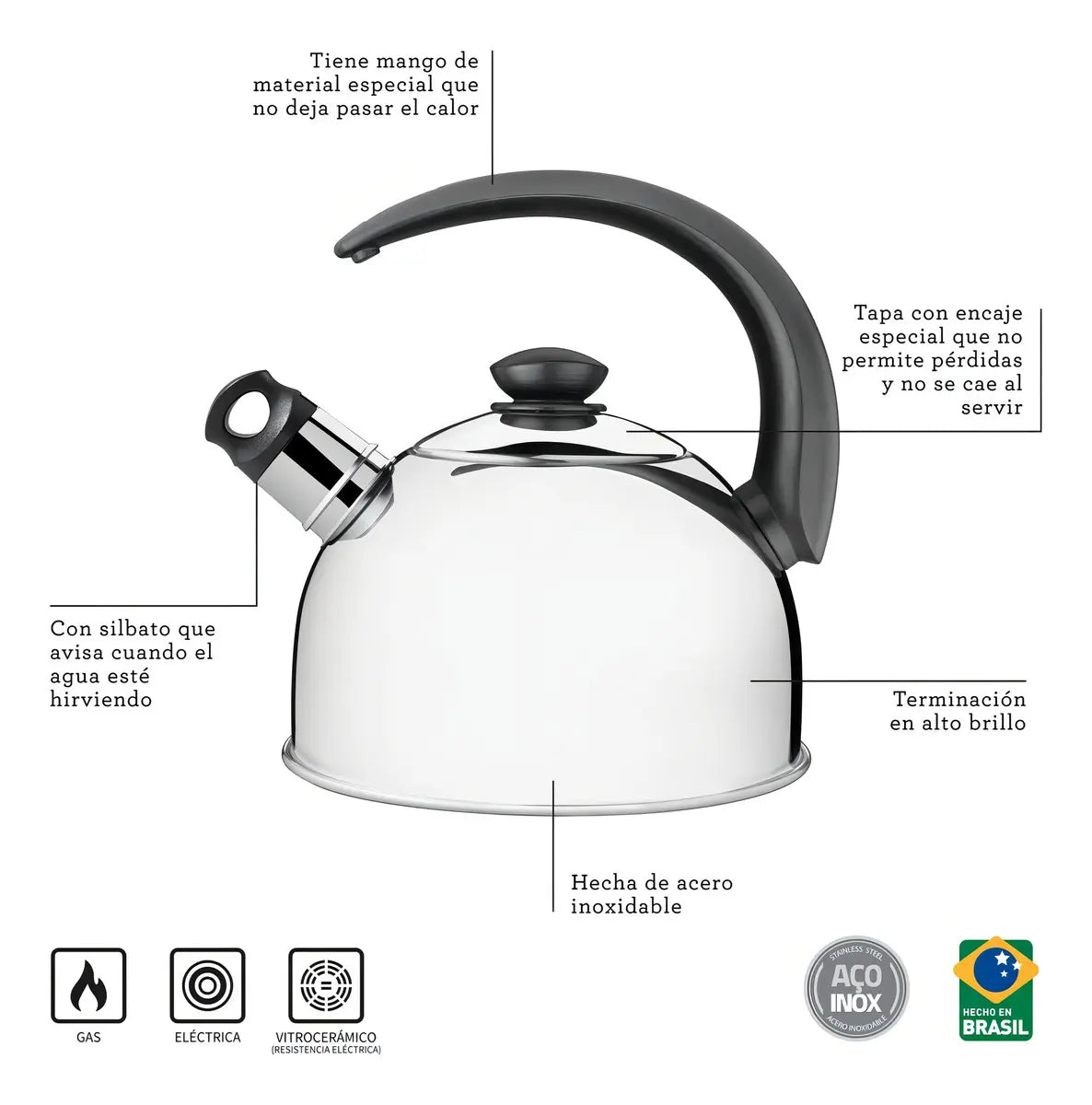 Tetera Tramontina Acero Inoxidable 2.1 lts