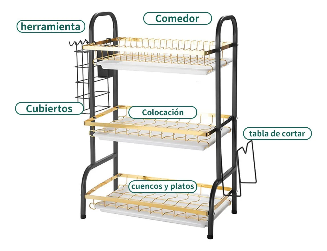 Escurridor de platos tres pisos