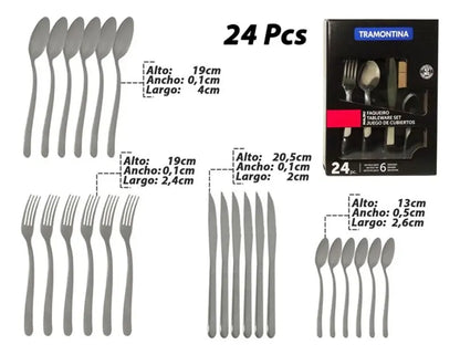 Cubiertos Tramontina 24 pzs Acero inoxidable