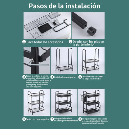 Escurridor de platos tres pisos