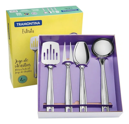 Juego de utensilios de acero inoxidable Tramontina 4 piezas