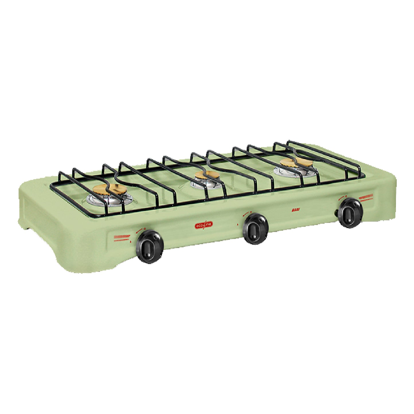 Cocineta A Gas Ecoline verde Bari III ST 3 Quemadores